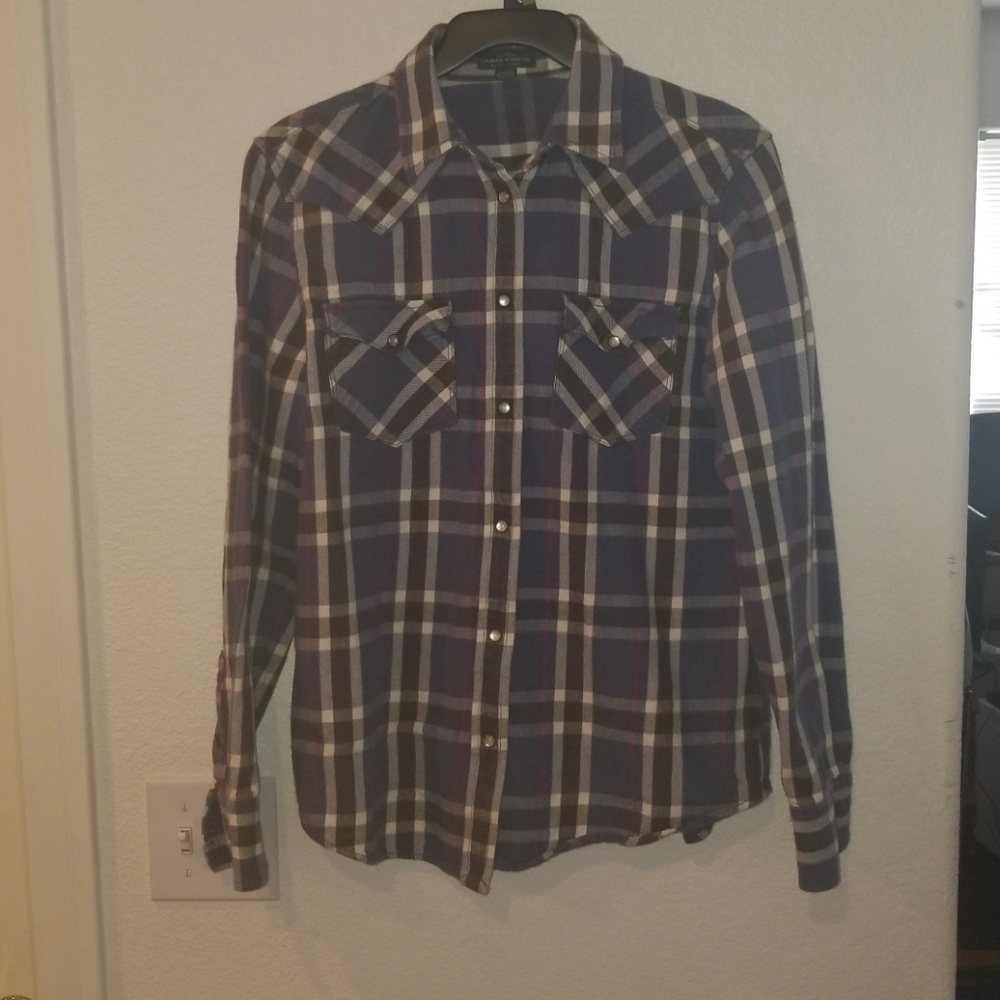 LRL Jeans Western Style plaid Button down Shirt